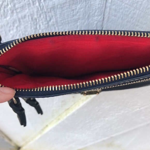 DOONEY & BOURKE Pebble Grain Triple Zip Crossbody Purse Navy - Picture 10 of 15